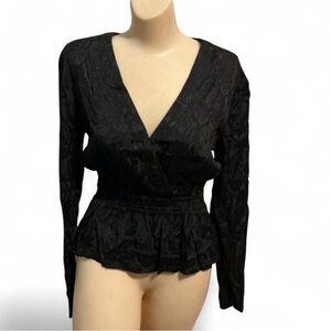 Chaser Elegant Black Patterned Blouse